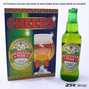 Reindeer Piss Christmas Card and Sticker by ZR design